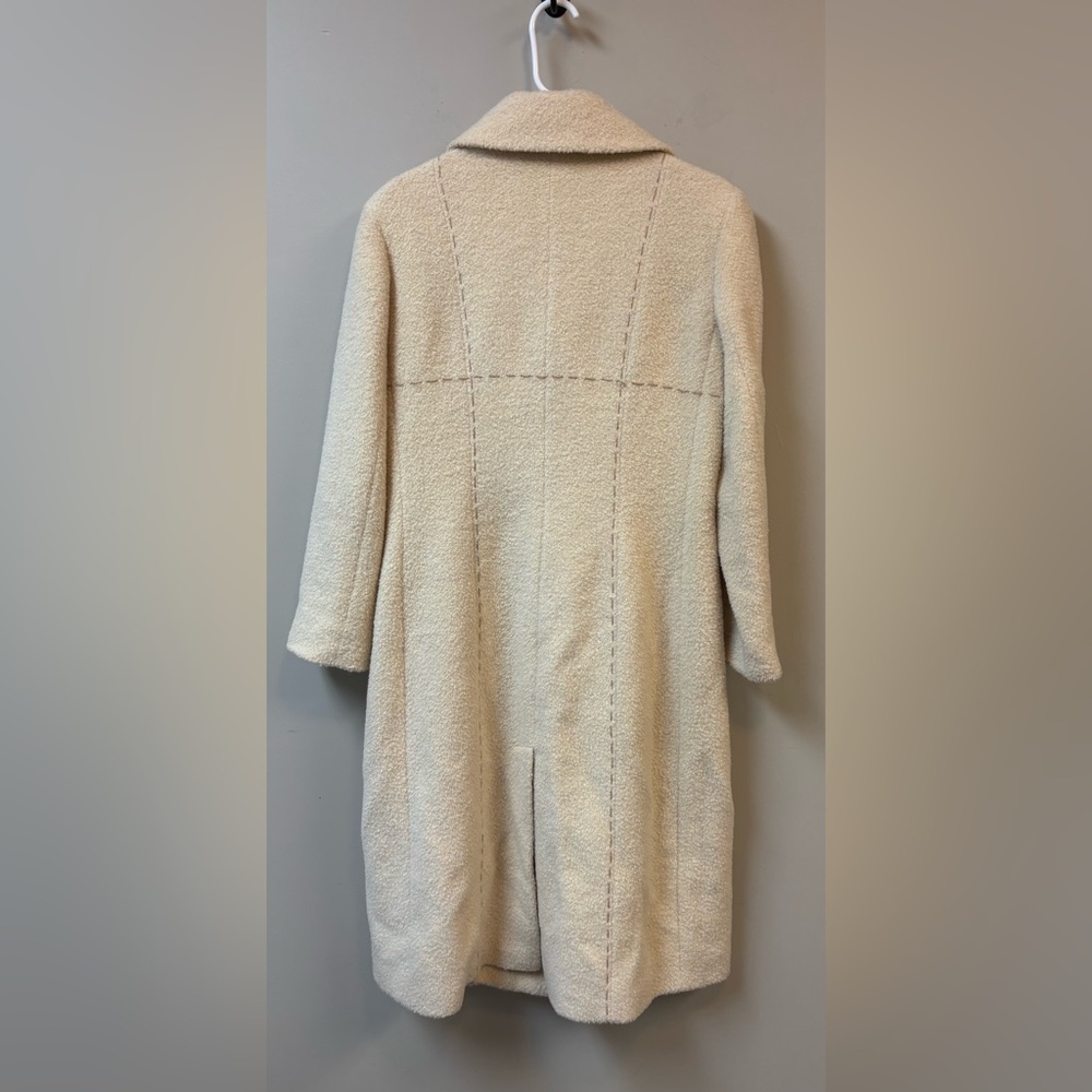 Alpaca 111 Handfinished Alpaca Suri Wool Long Cream Coat - Picture 8 of 9